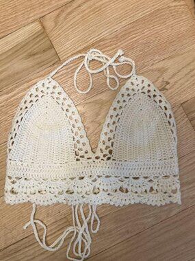 Lulus white crochet halter low back top
